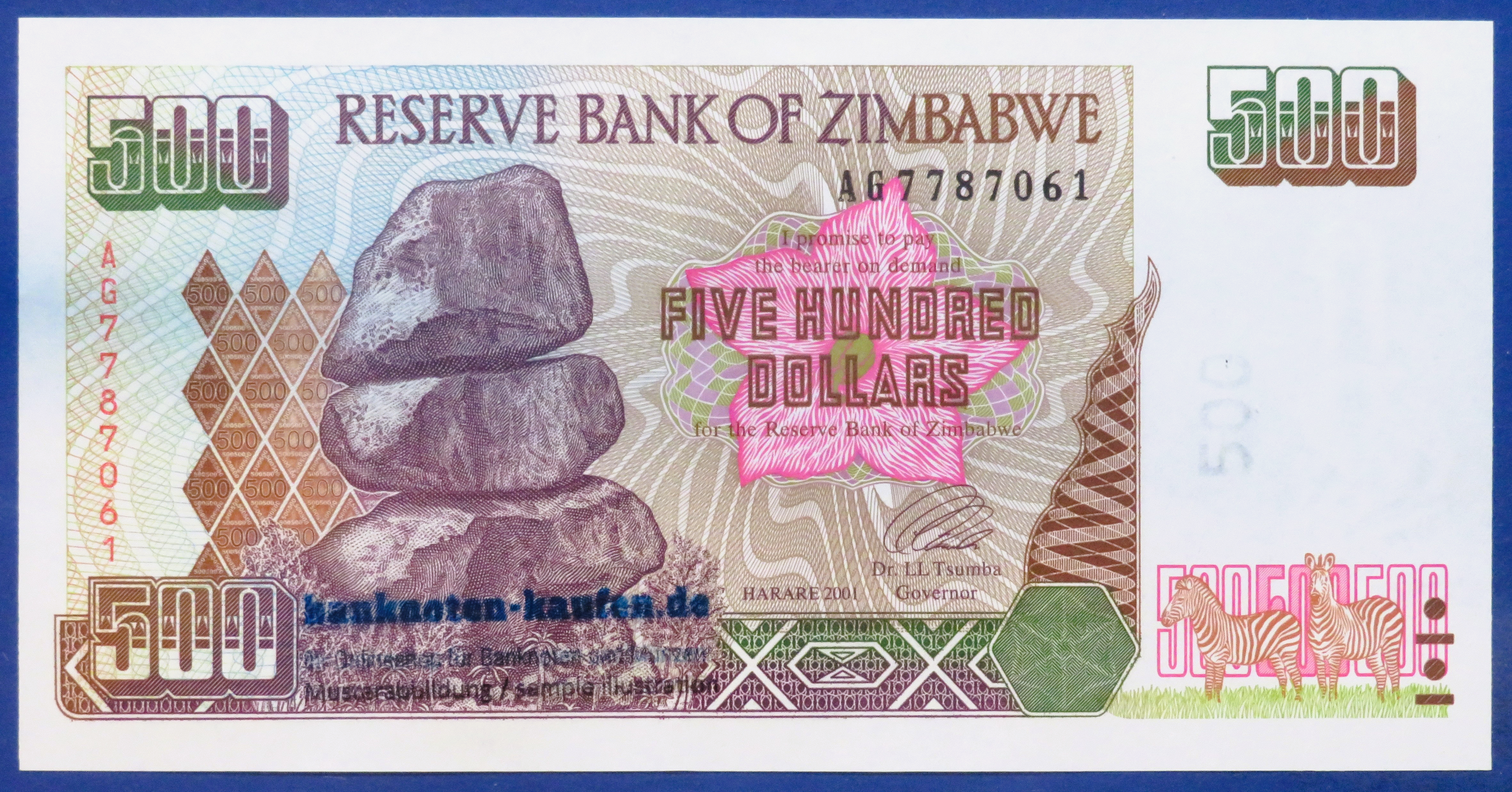 Zimbabwe, 500 Dollars, 2001, uncirculated (UNC), P-11a