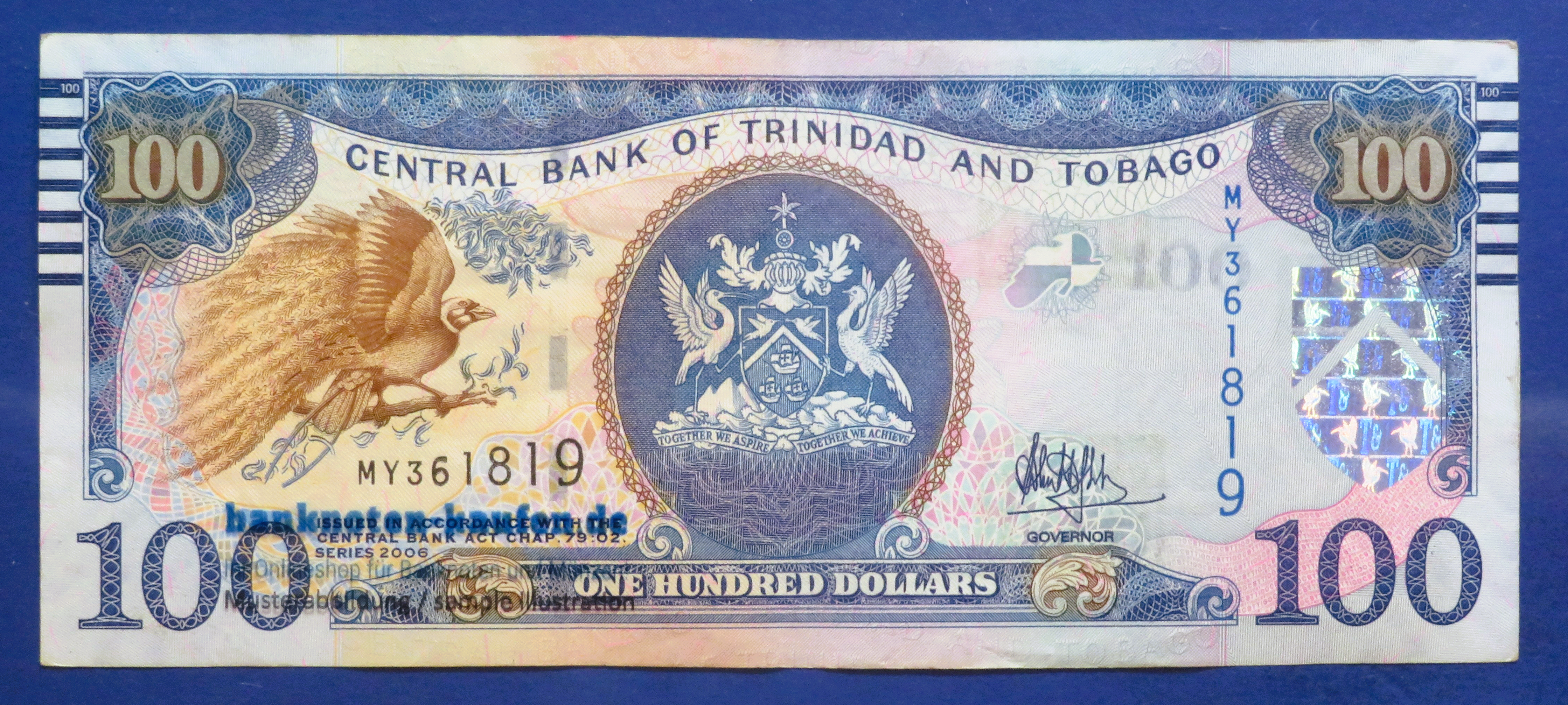 Trinidad and Tobago, 100 Dollars, 2006 (2017), circulated (USED / VF), P-51c