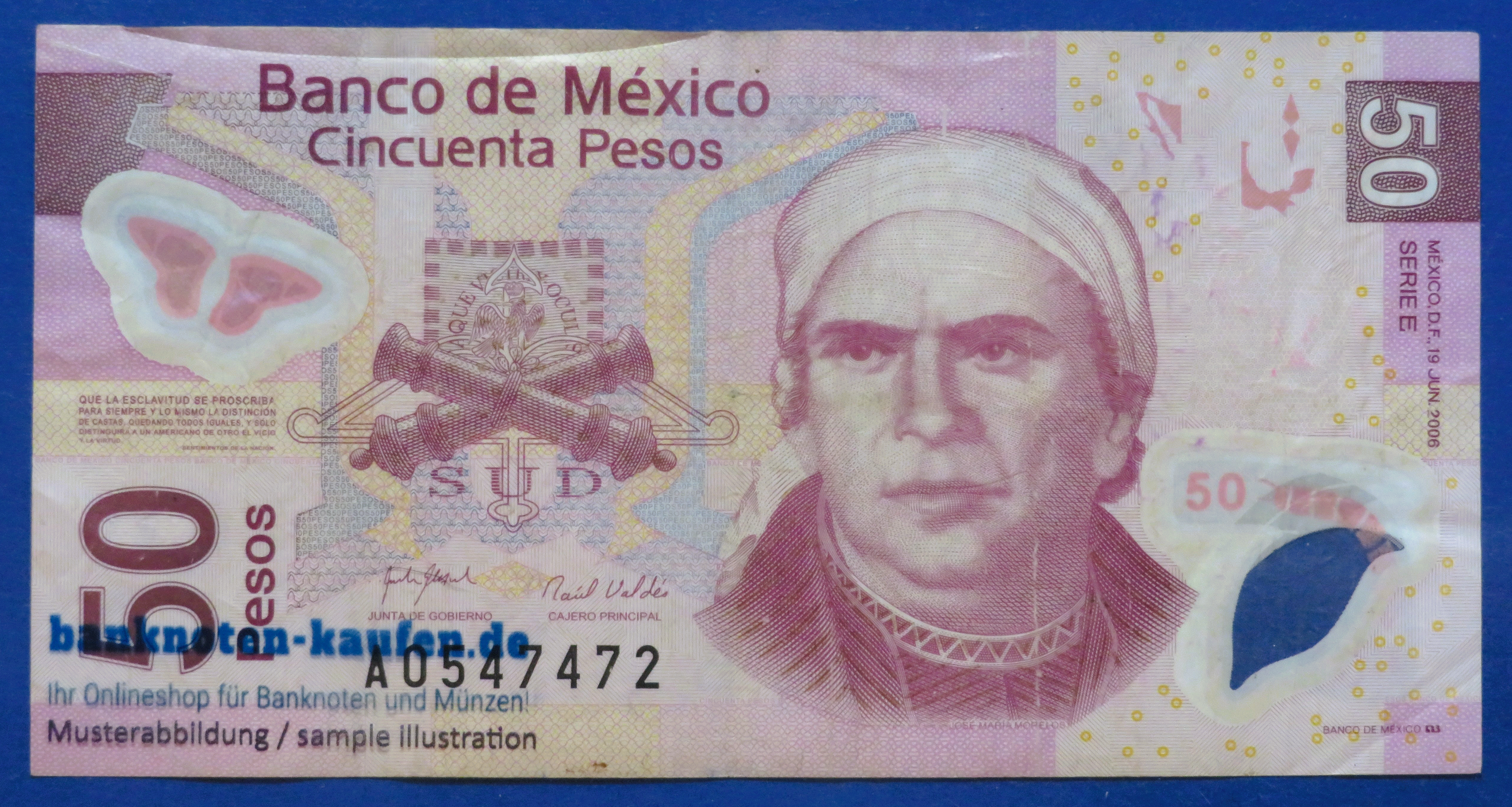 Mexiko, 50 Pesos, 2006, gebraucht (USED / F), Polymer, P-123