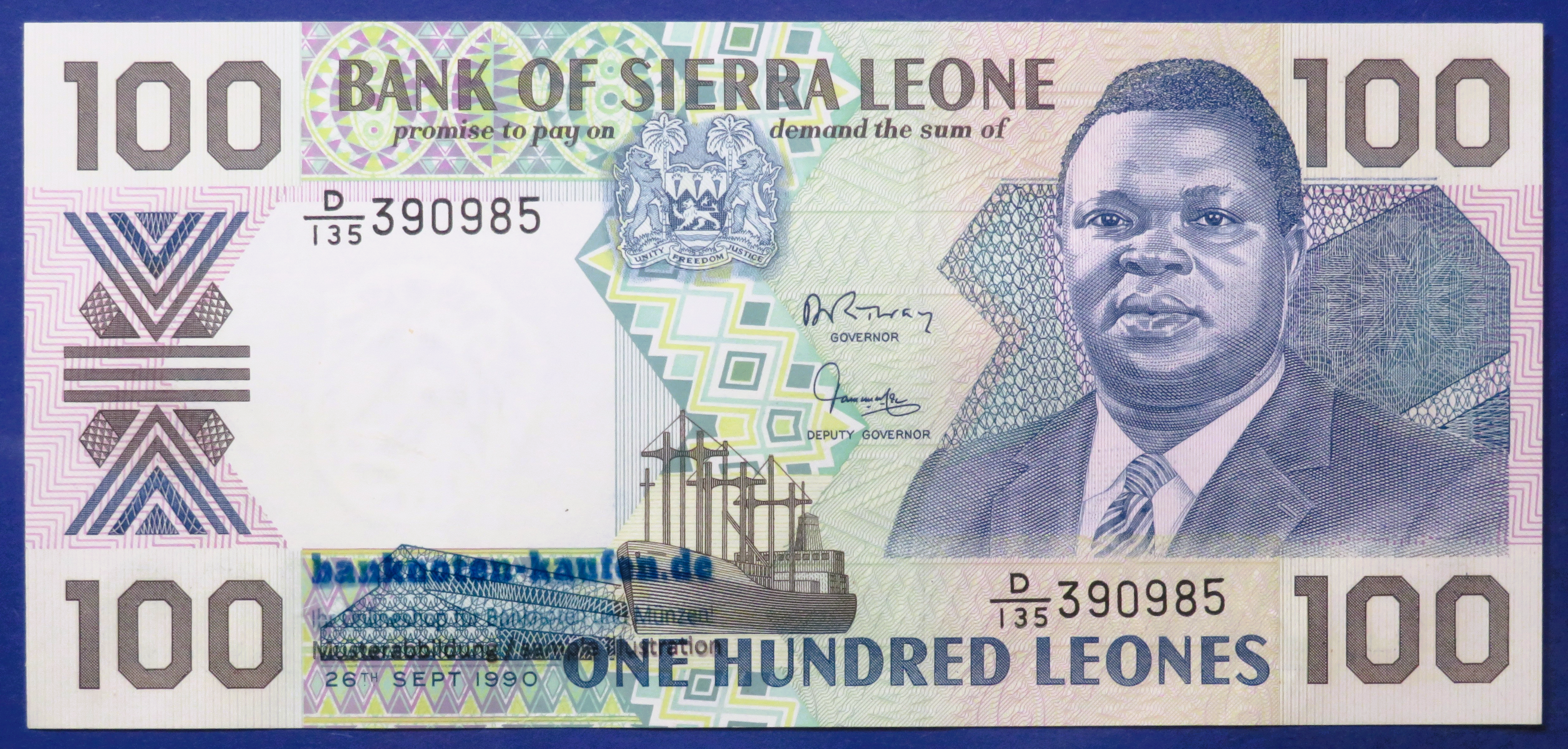 Sierra Leone, 100 Leones, 1990, about uncirculated (AU), P-18c