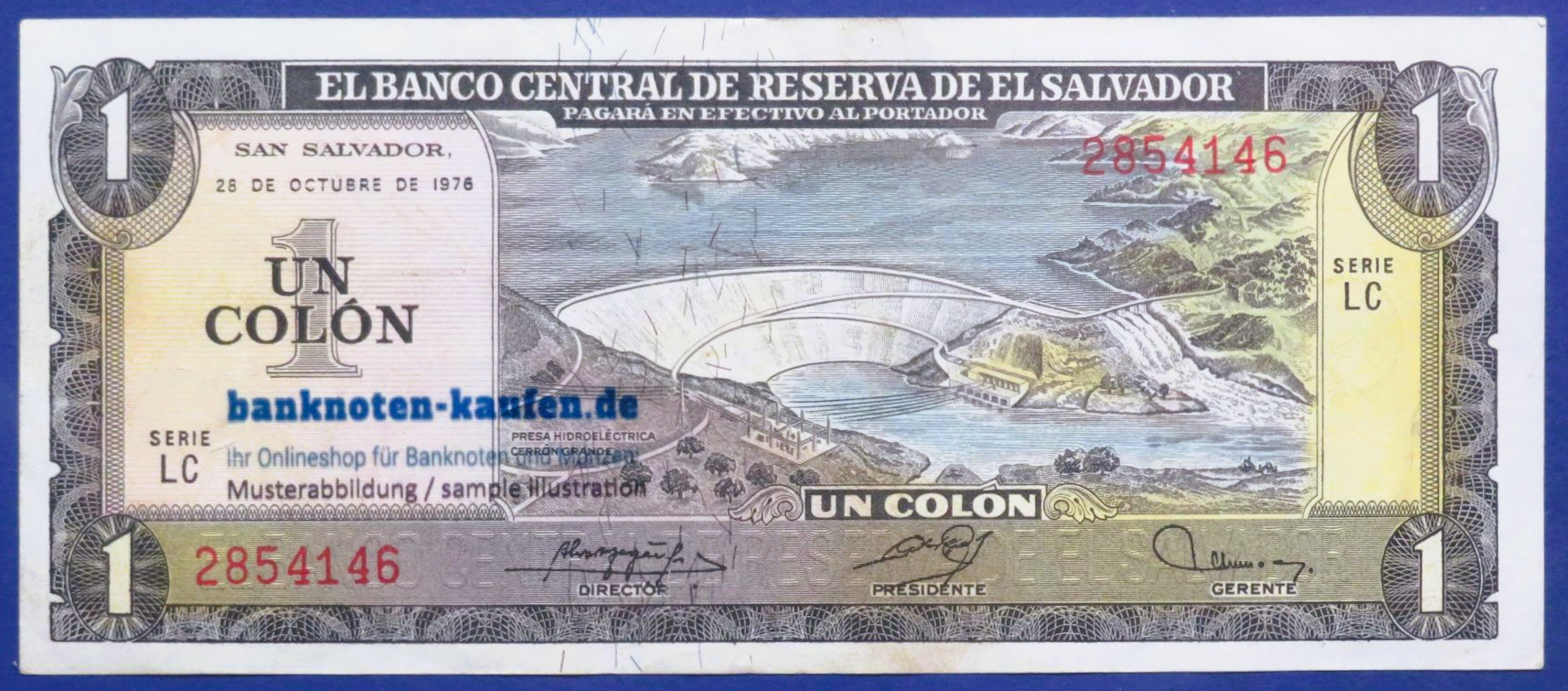 El Salvador, 1 Colon, 1976, circulated (USED / VF), P-123