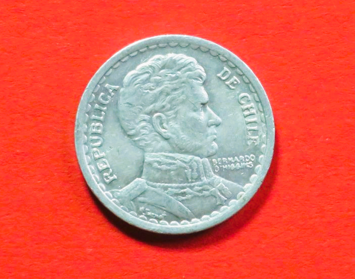 Chile: 1 Peso, 1954-1958, circulated (used / vf), # 25a