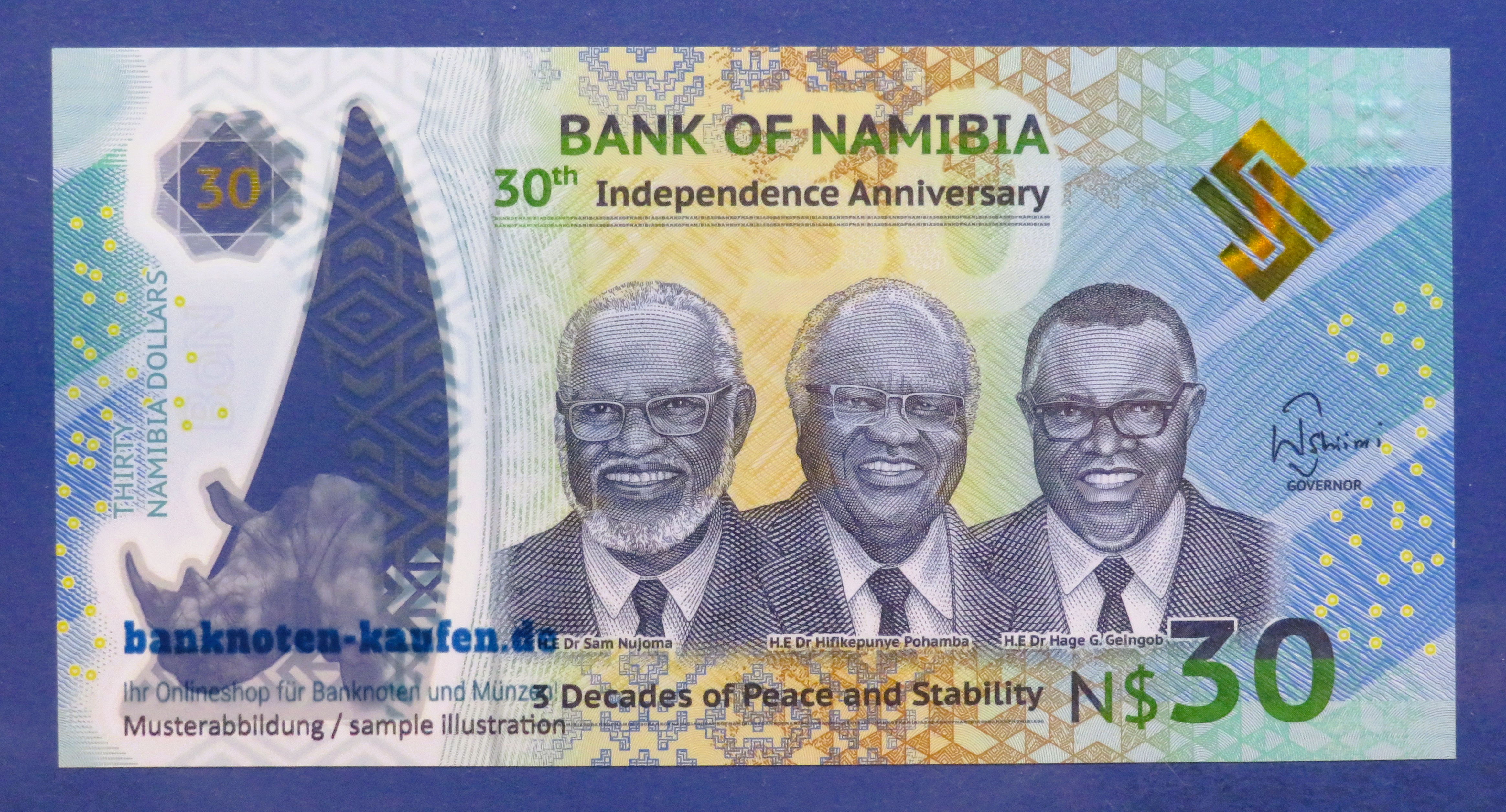 Namibia, 30 Dollars, 2020, kassenfrisch (UNC), Polymer, Gedenkausgabe, P-18