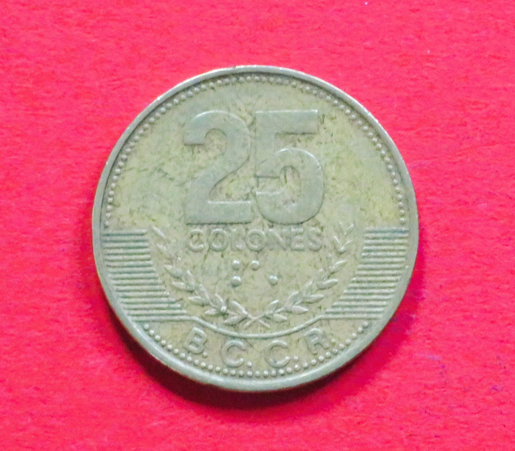 Costa Rica: 25 Colones, 2001-2005, gebraucht (used / ss), # 90a