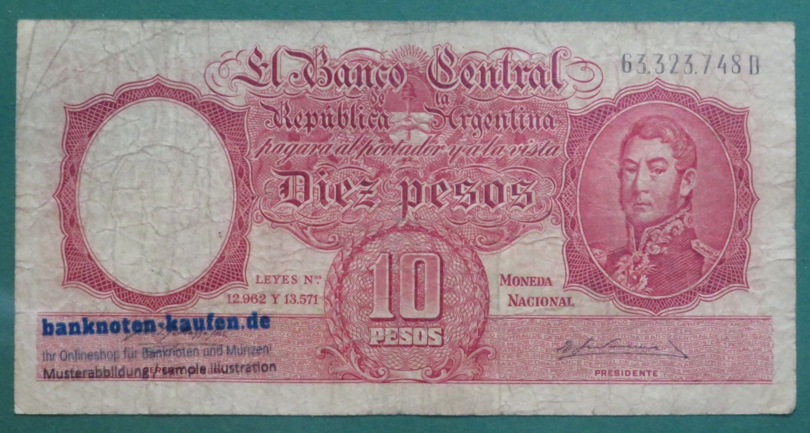 Argentina, 10 Pesos, ND, circulated (USED / VG), P-270