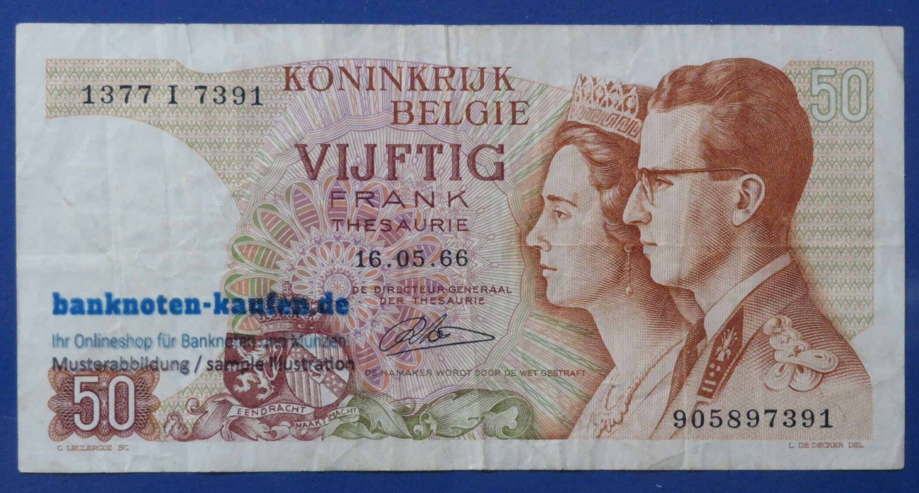 Belgium, 50 Francs, 1966, circulated (USED / VF), P-139