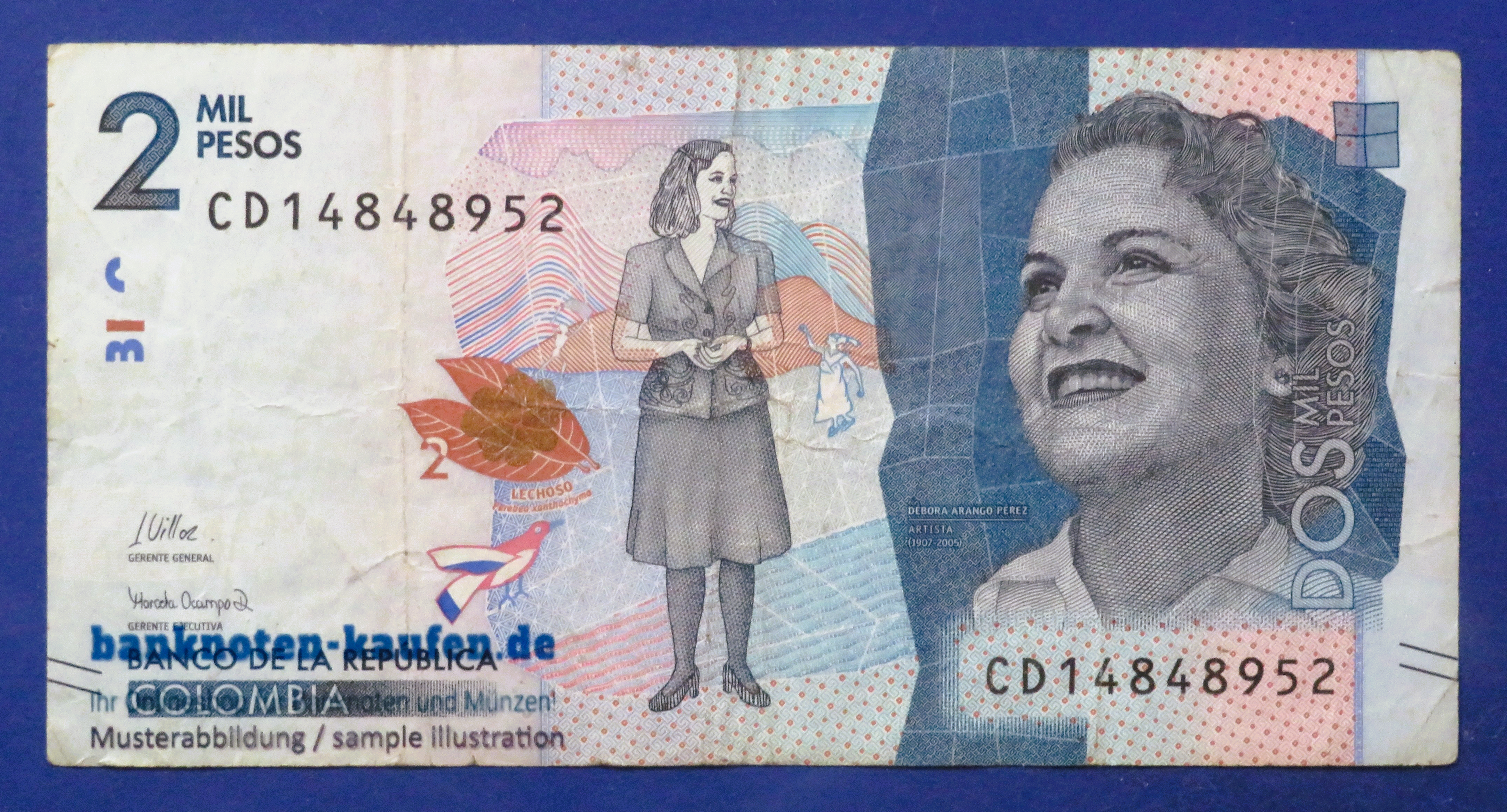 Colombia - 2,000 Pesos, 2022, circulated (USED / F), P-458h