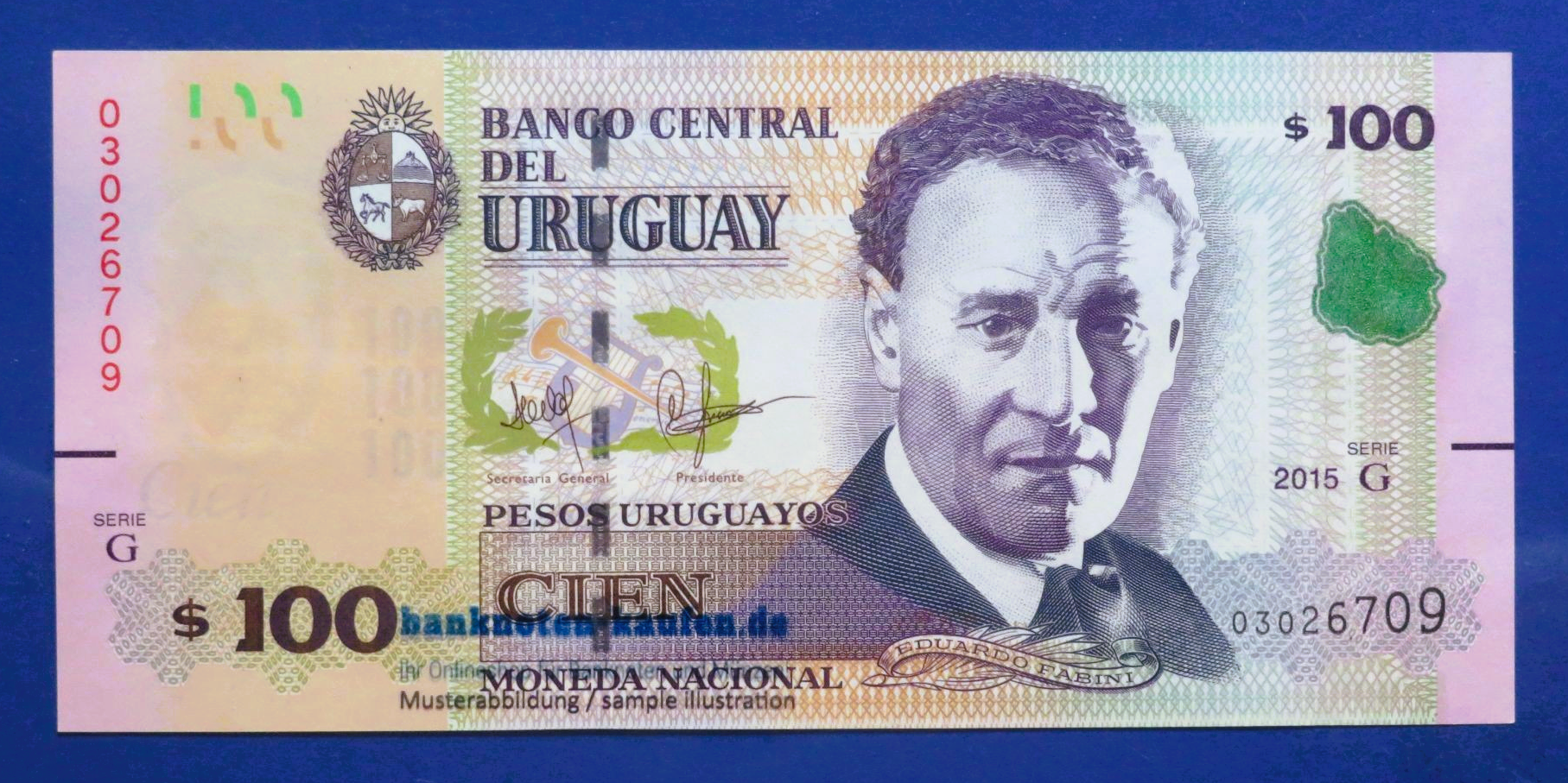 Uruguay, 100 Pesos Uruguayos, 2015, about uncirculated (AU), P-95a