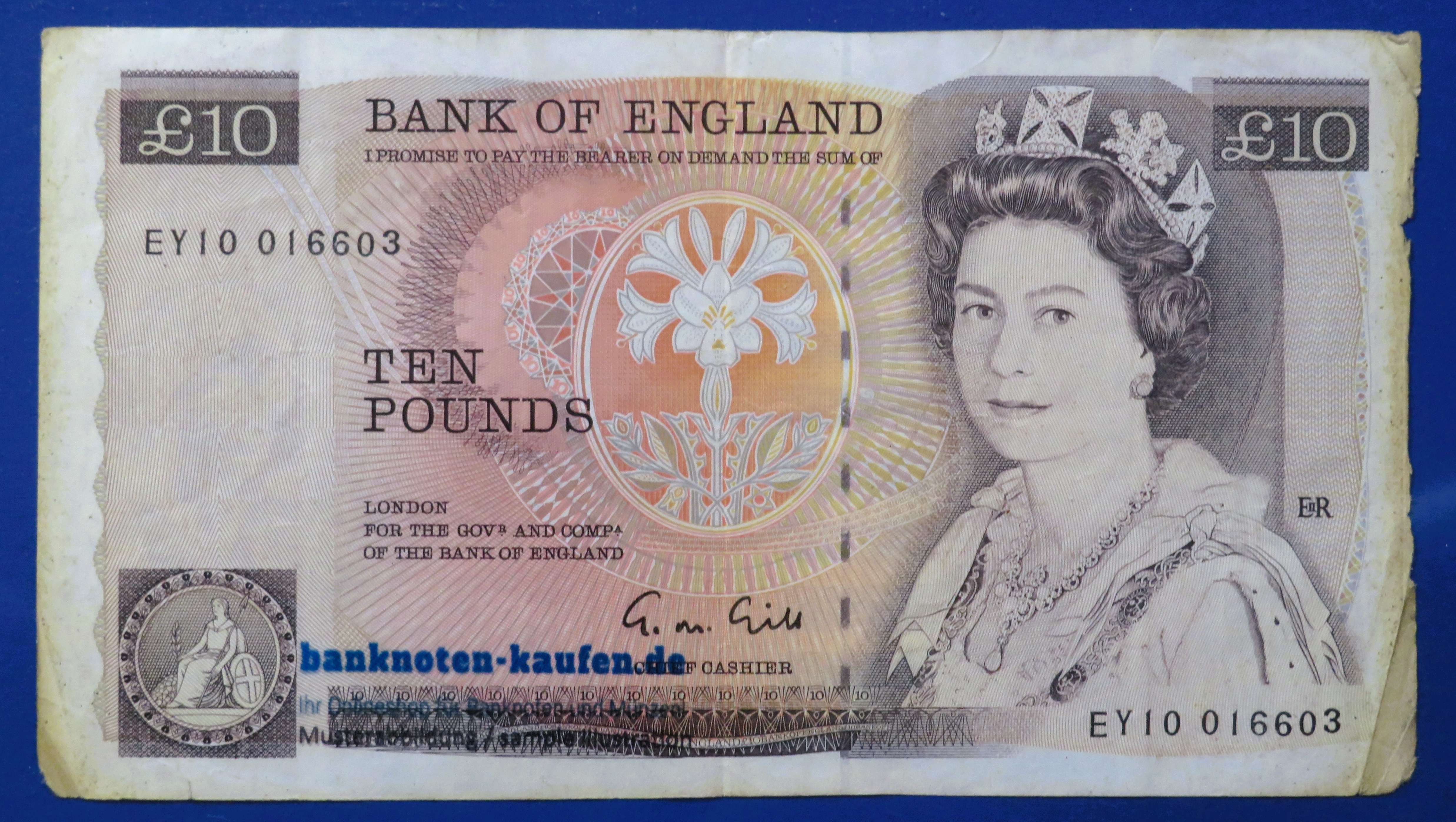 Great Britain, 10 Pounds, 1975-1992ND, circulated (USED / G), P-379e  