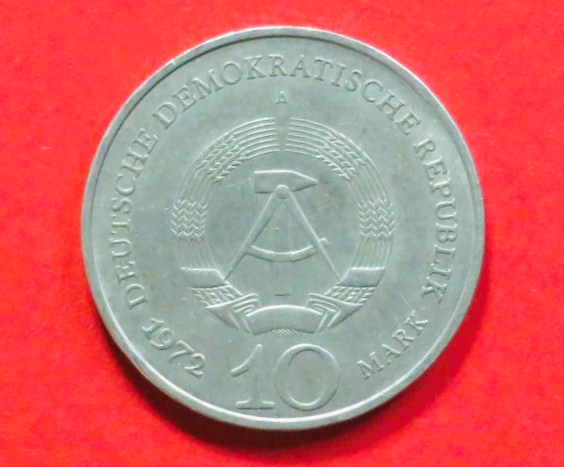 GDR: 10 Mark, 1972, circulated (used / vf-vz), Commemorative issue, # 38
