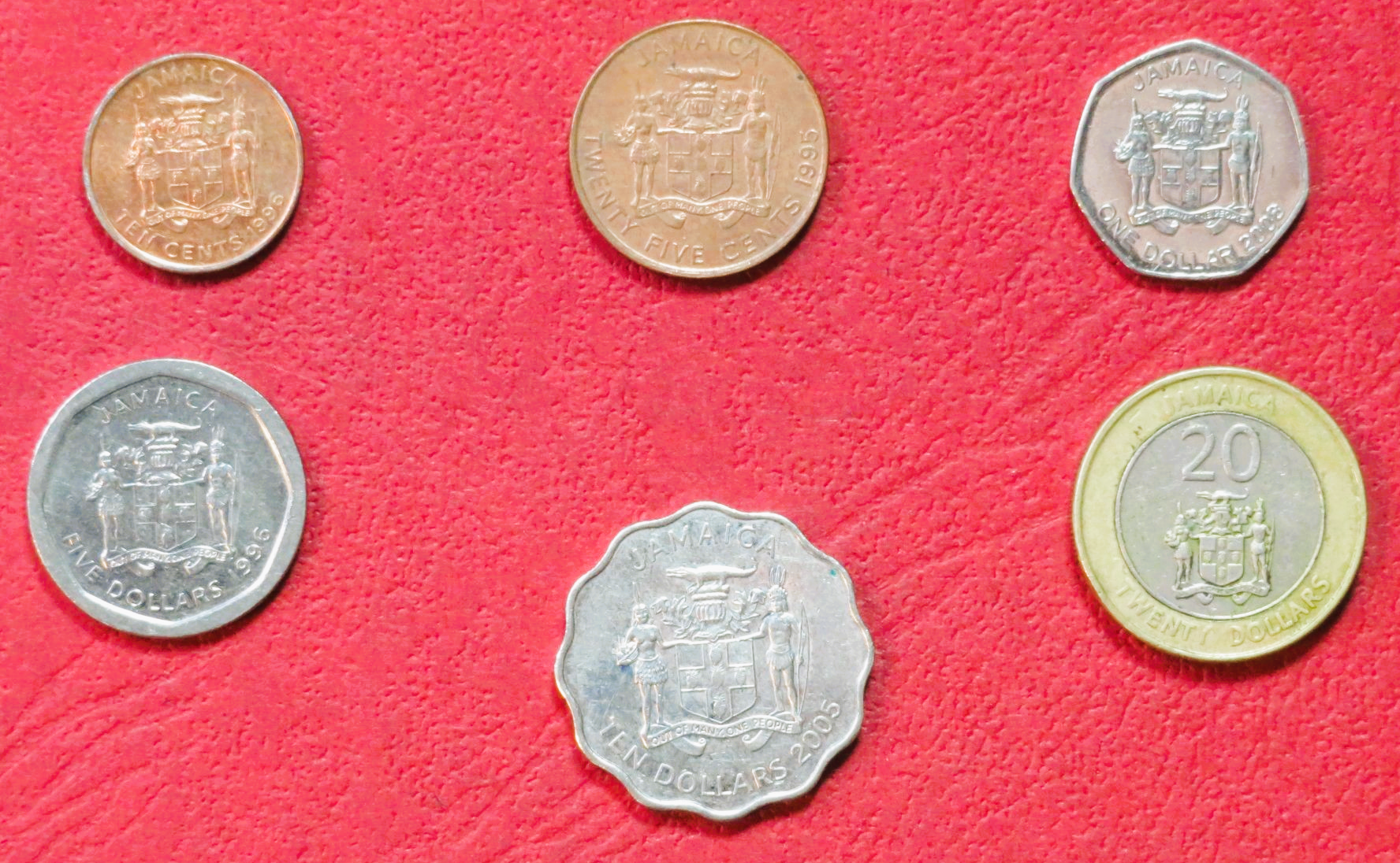 Jamaica - Set 1: set of 6 coins, 0,1-20 Dollars, 1994-2008, circulated (USED / vf)