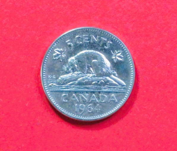 Canada:  5 Cents, 1963-1964, circulated (used / xf), QE II., # 50