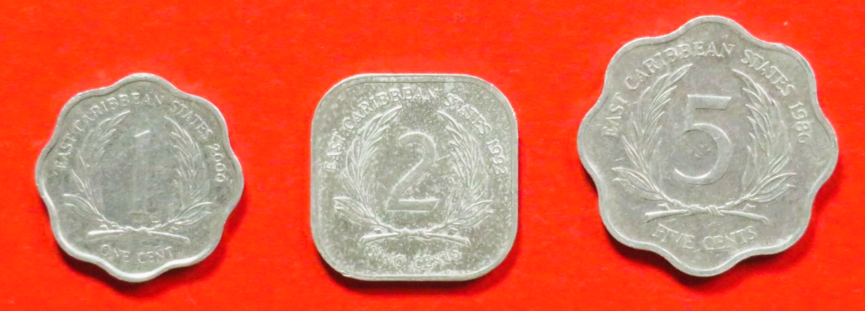 Ostkaribische Staaten - Set 1: 1/2/5 Cents, 1981-2000, gebraucht (used / ss-vz), # 10-12