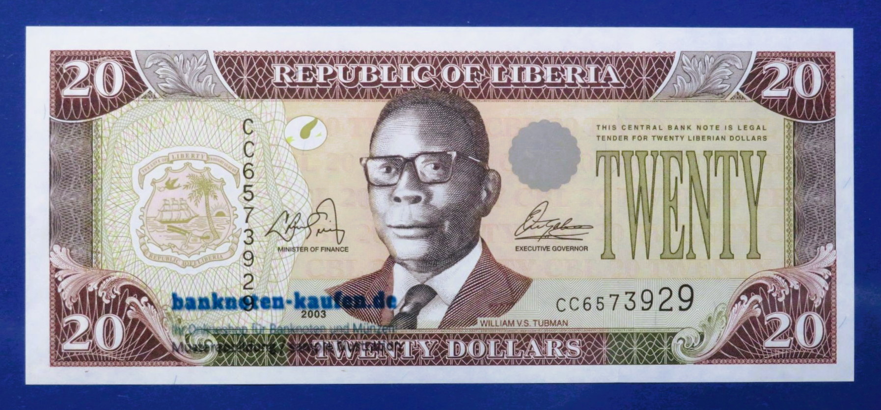 Liberia, 20 Dollars, 2003, kassenfrisch (UNC), P-28a