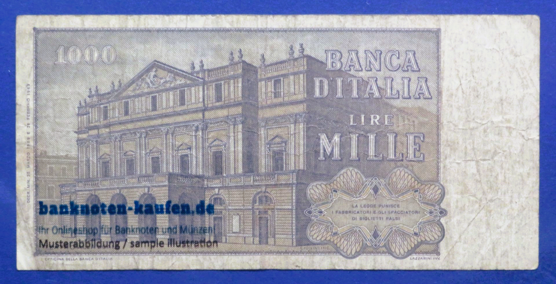 Italien, 1.000 Lire, 1969, gebraucht (USED / VG), P-101a
