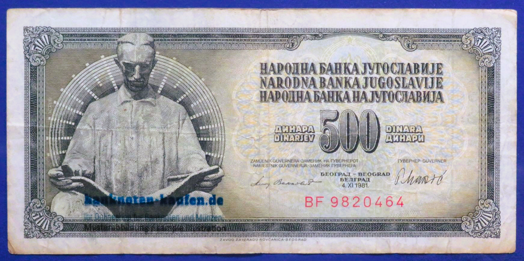 Jugoslawien, 500 Dinara, 1981, gebraucht (USED / F), P-91b