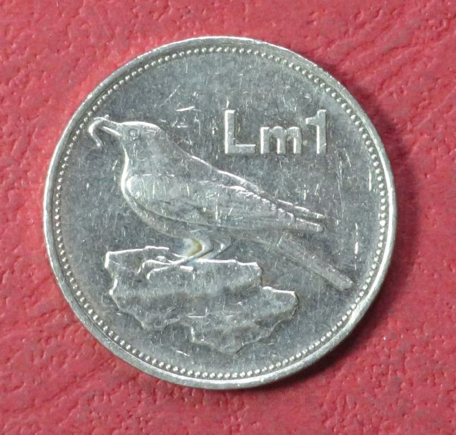 Malta EZM 1:  single coin, 1 Lira, 1986, circulated (USED)      