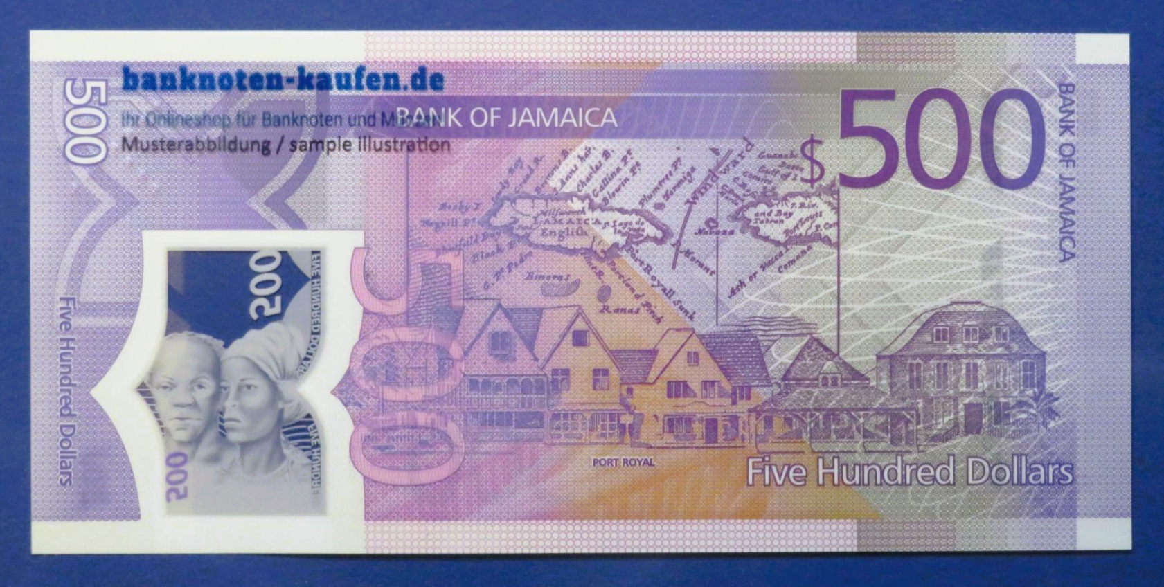 Jamaika, 500 Dollars, 2022, kassenfrisch (UNC), Polymer, Gedenkausgabe