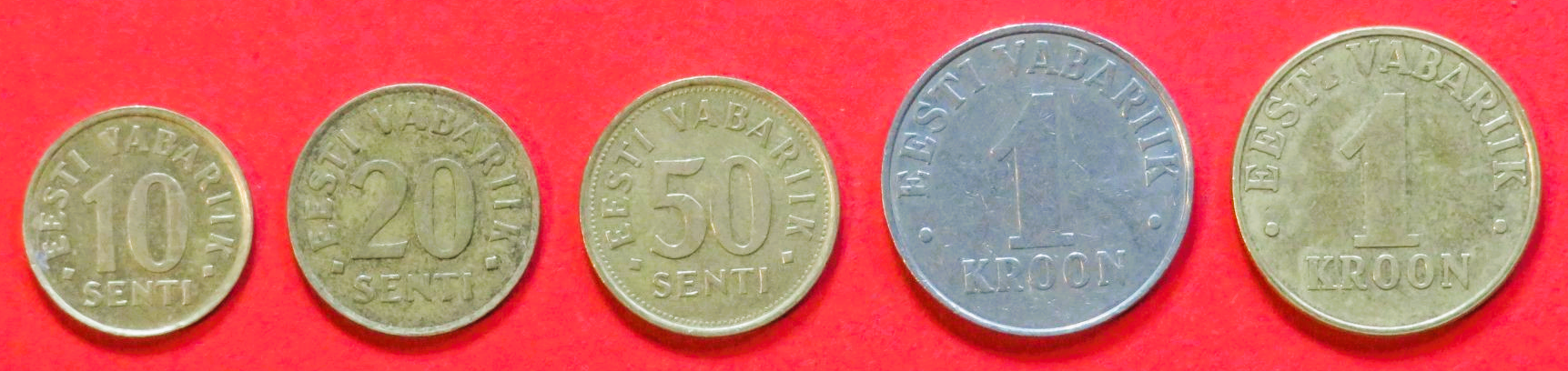 Estland - Set 1:  10/20/50 Senti + 1/1 Kroon, 1991+, gebraucht (used / ss), # 23-26