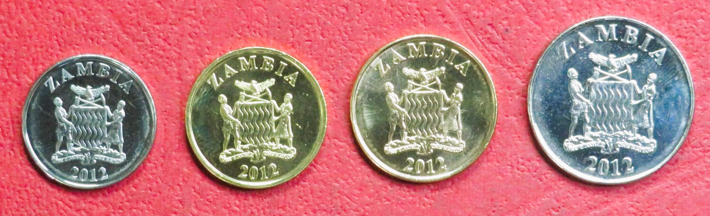 Sambia, 5/10/50 Ngwee +1 Kwacha, 2012, bankfrisch (UNC)
