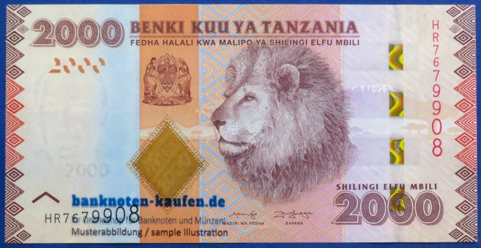Tanzania - 2,000 Shillings, 2020ND, circulated (USED / XF+), P-42c