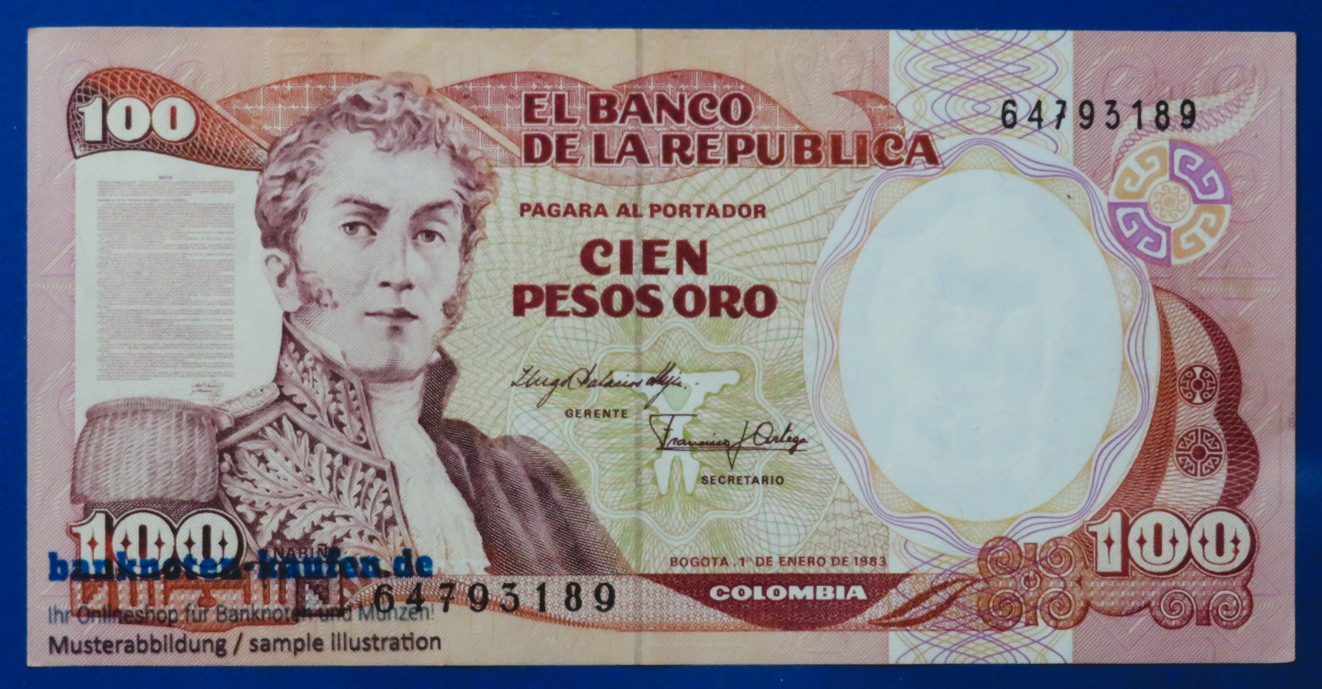 Colombia, 100 Pesos oro, 1983, about uncirculated (AU), P-426a