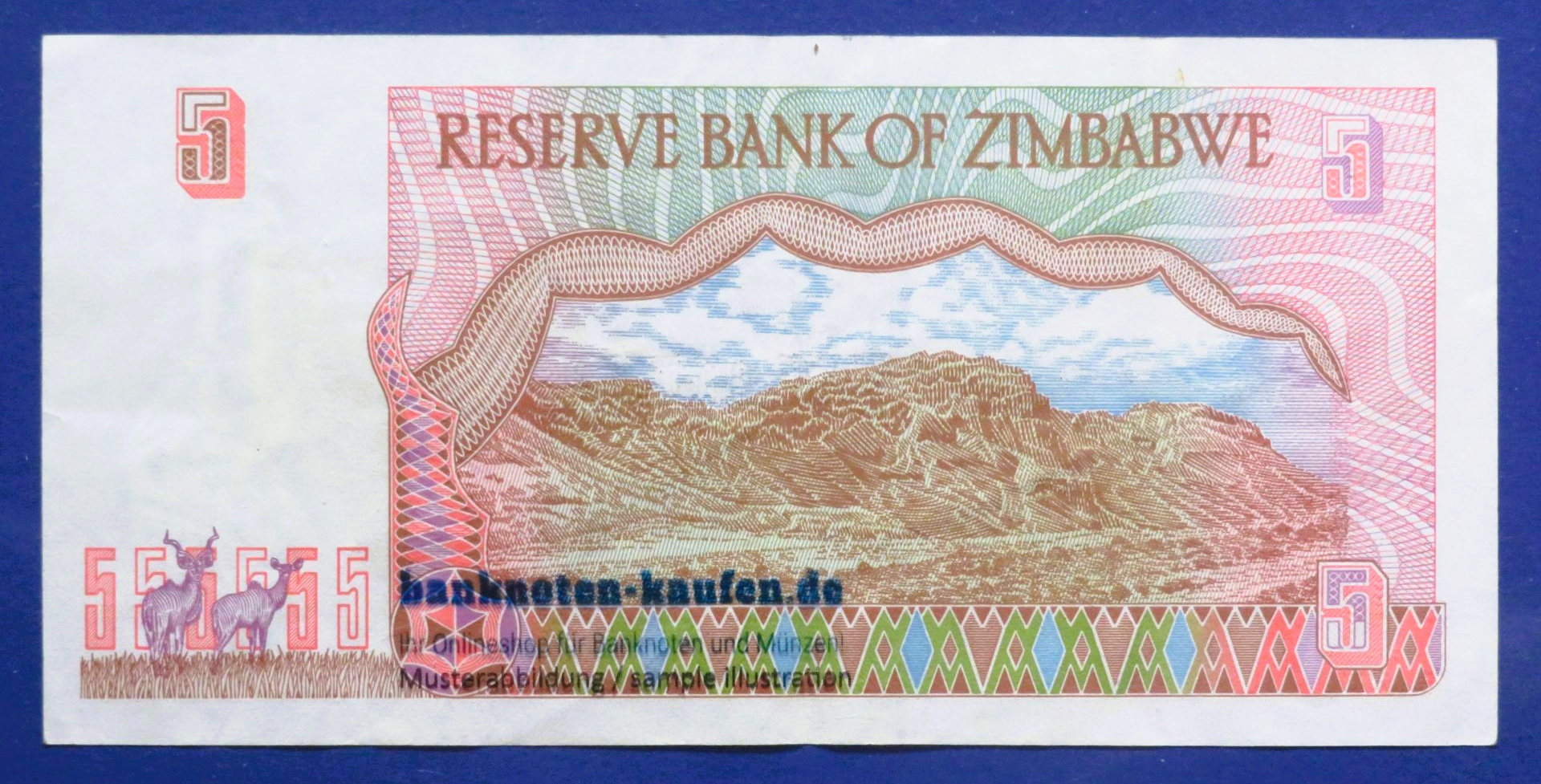 Simbabwe, 5 Dollars, 1997, gebraucht (USED / VF), P-5a