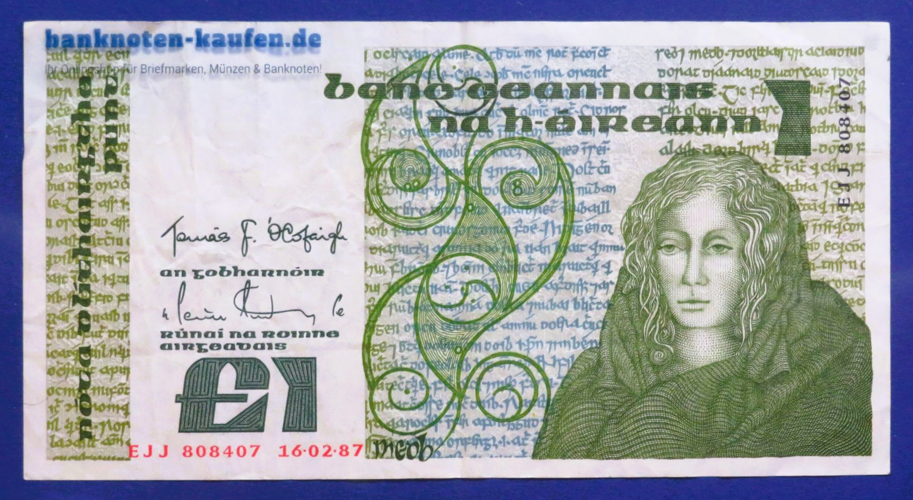 Ireland, 1 Pound, 1987, circulated (USED / VF), P-70c