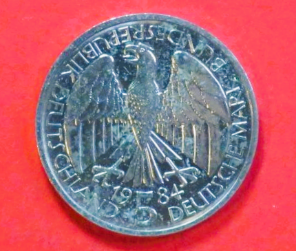 Germany, Federal Republic: 5 Deutsche Mark, 1984, circulated (used / vf), Commemorative issue, # 159