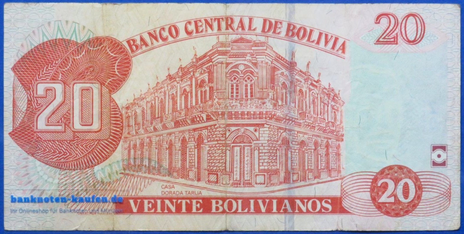 Bolivien, 20 Bolivianos, L. 1986, gebraucht (USED / VF), P-244