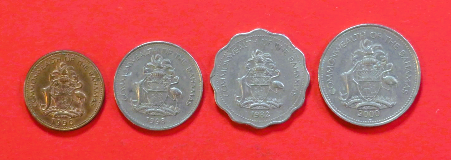 Bahamas - Set 1: 1/5/10/25 Cents, 1974-2005, circulated (USED / vf)