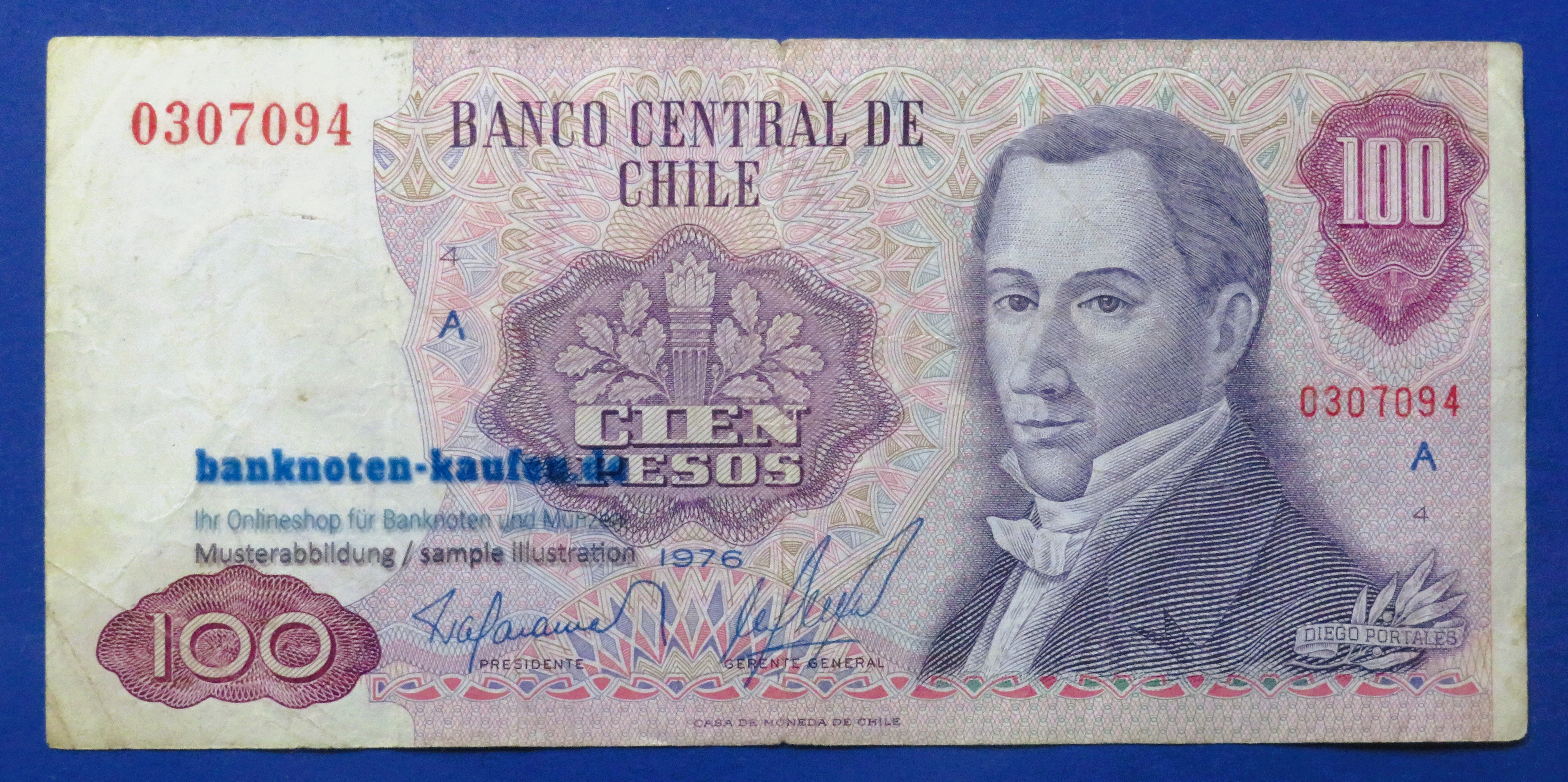 Chile, 100 Pesos, 1976, circulated (USED / F), P-152a