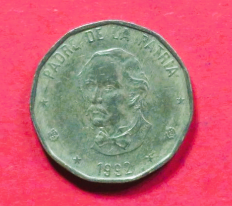 Dominikanische Republik: 1 Peso, 1991-1992, gebraucht (used / ss), # 102.1
