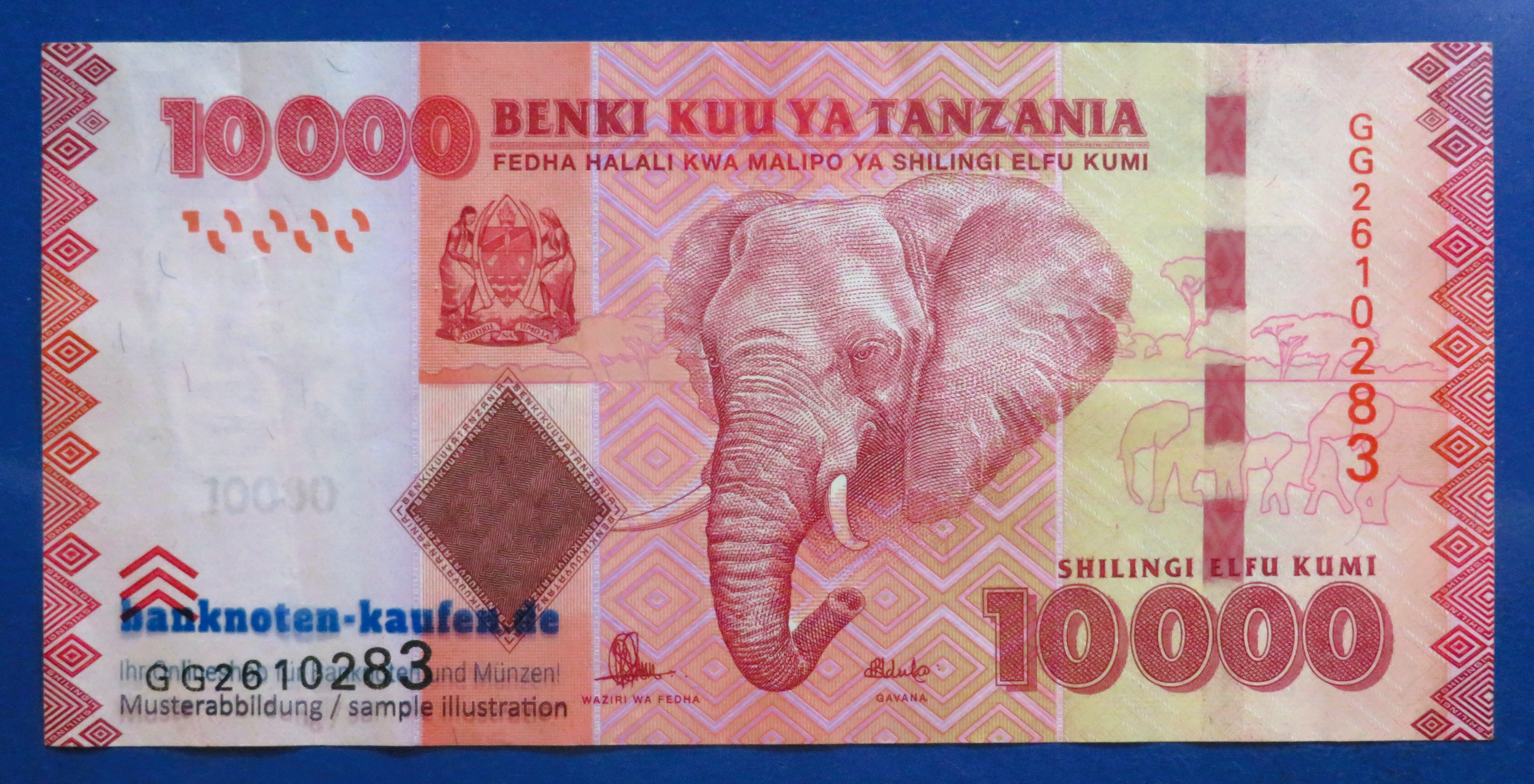 Tanzania - 10,000 Shillings, 2015ND, circulated (USED / VF), P-44b