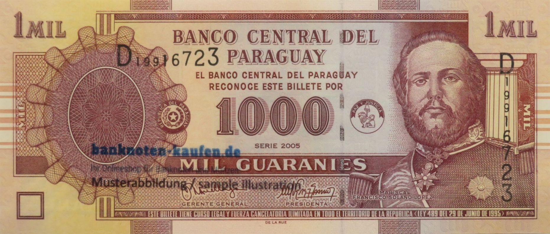 Paraguay - 1,000 Guaranies, 2005, uncirculated (UNC), P-222b
