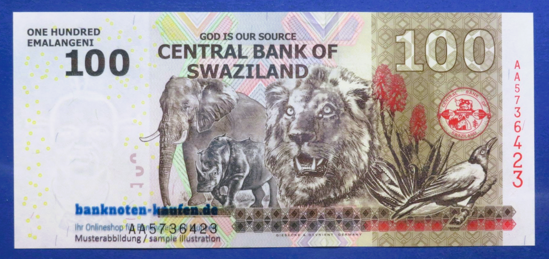 Swasiland, 100 Emalangeni, 2010, kassenfrisch (UNC), P-39