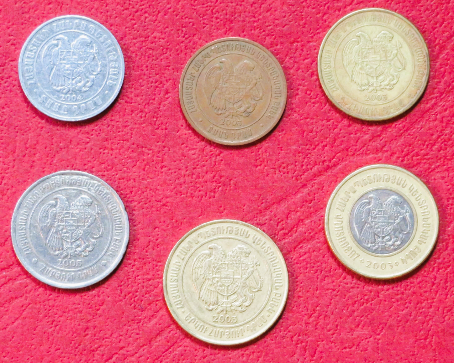 Armenien - Set 1: 10/20/50/100/200/500 Dram, 2003+, gebraucht (used / ss)