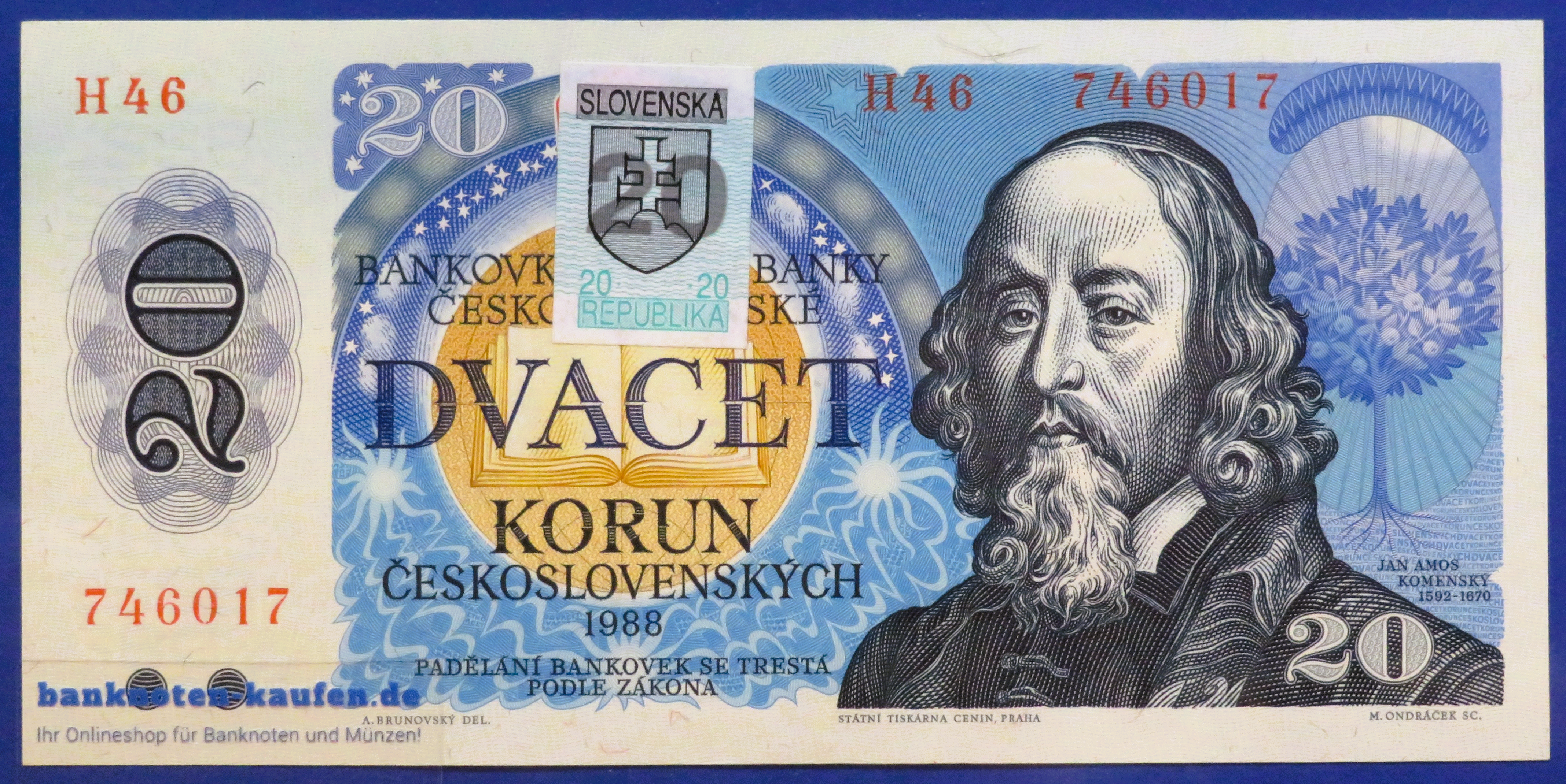 Slovakia, 20 Korun, 1988/1993ND, circulated (USED / F), P-15
