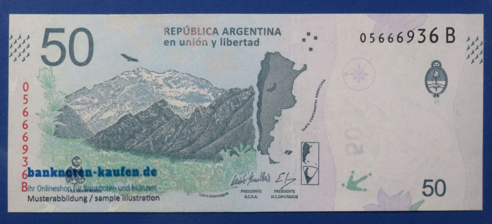 Argentinien, 50 Pesos, 2018ND, kassenfrische Erhaltung (UNC), P-363