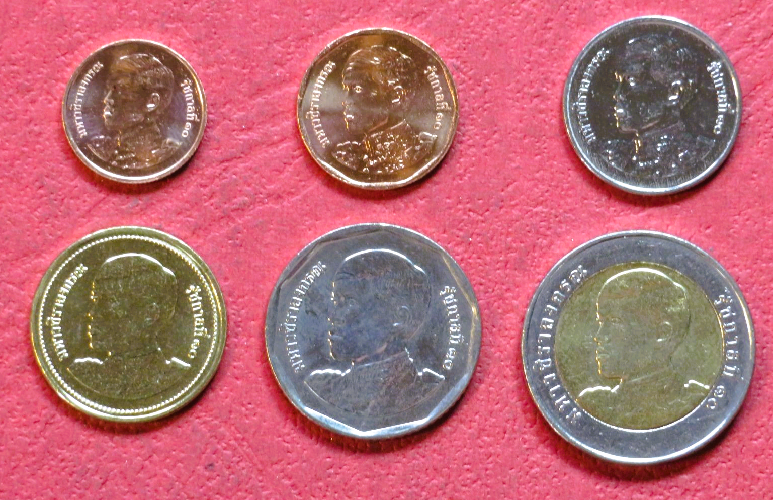 Thailand, set of 6 coins, 0,25-10 Baht, 2019-2021, uncirculated (UNC)
