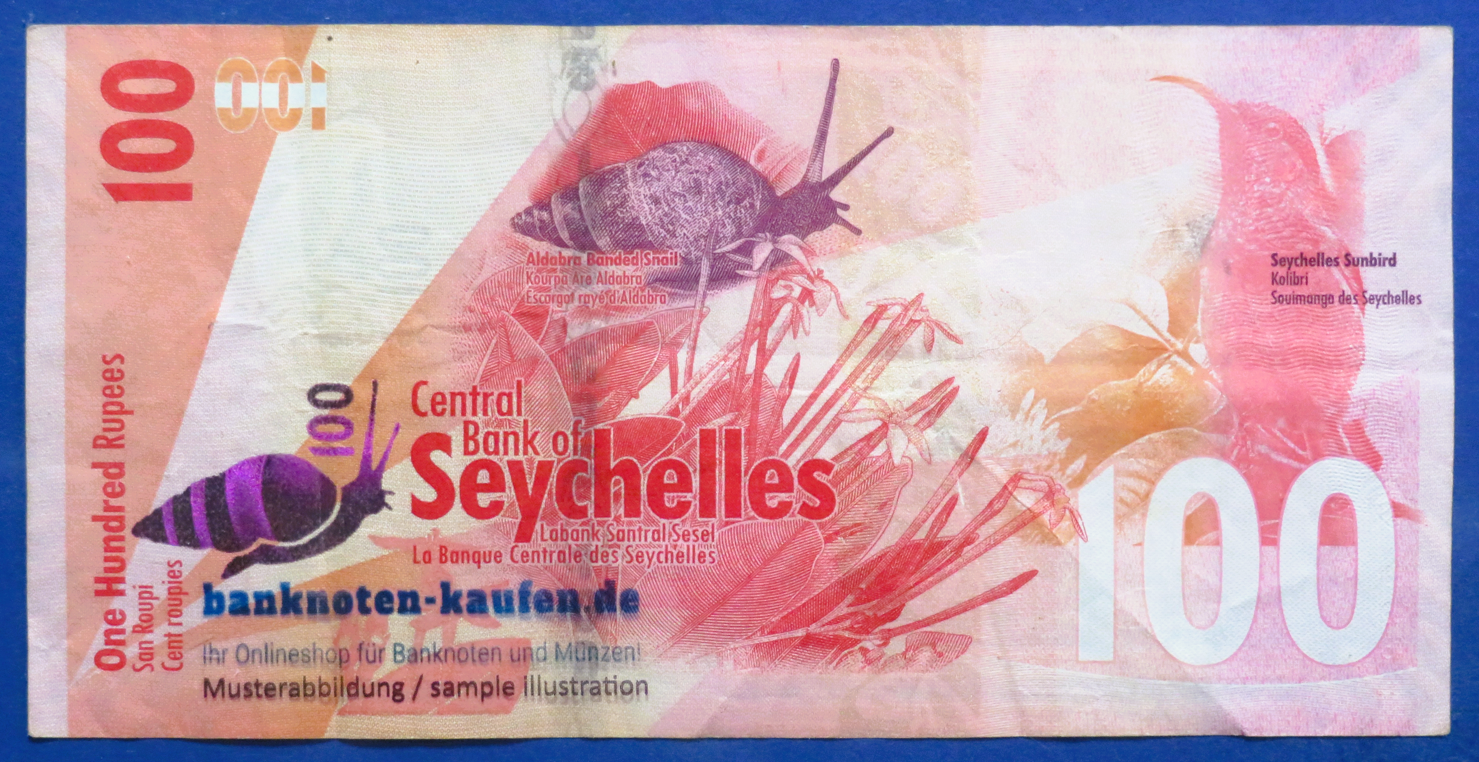 Seychellen, 100 Rupien, 2016, gebraucht (USED / VF), P-50