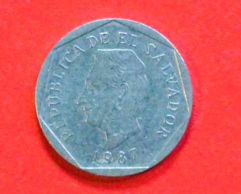 El Salvador: 5 Centavos, 1987, gebraucht (used / ss), # 44