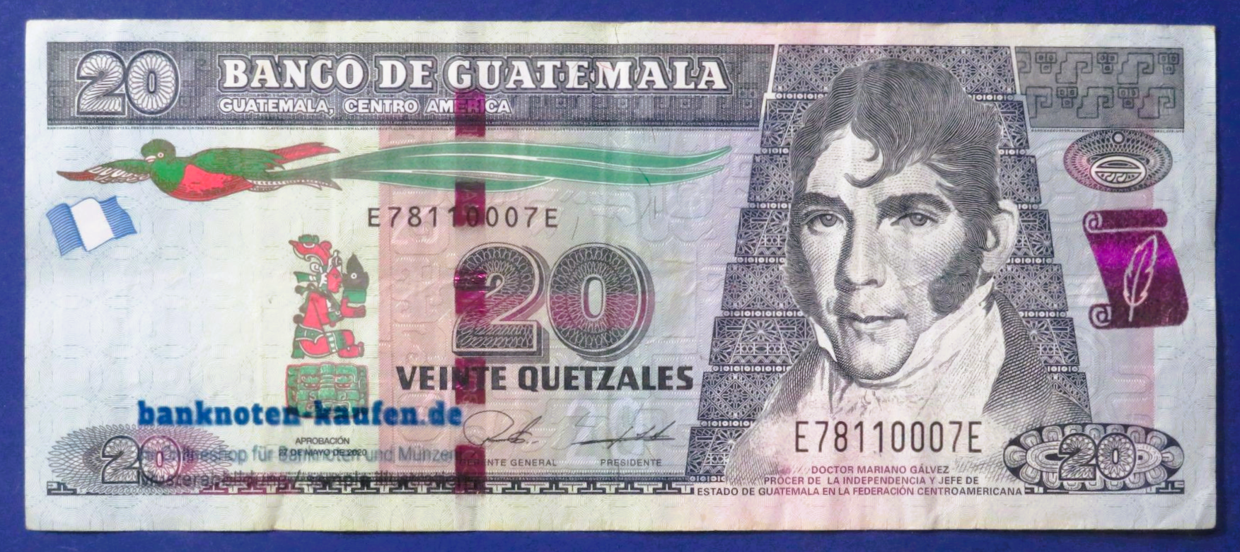 Guatemala, 20 Quetzales, 2020, circulated (USED / VF)