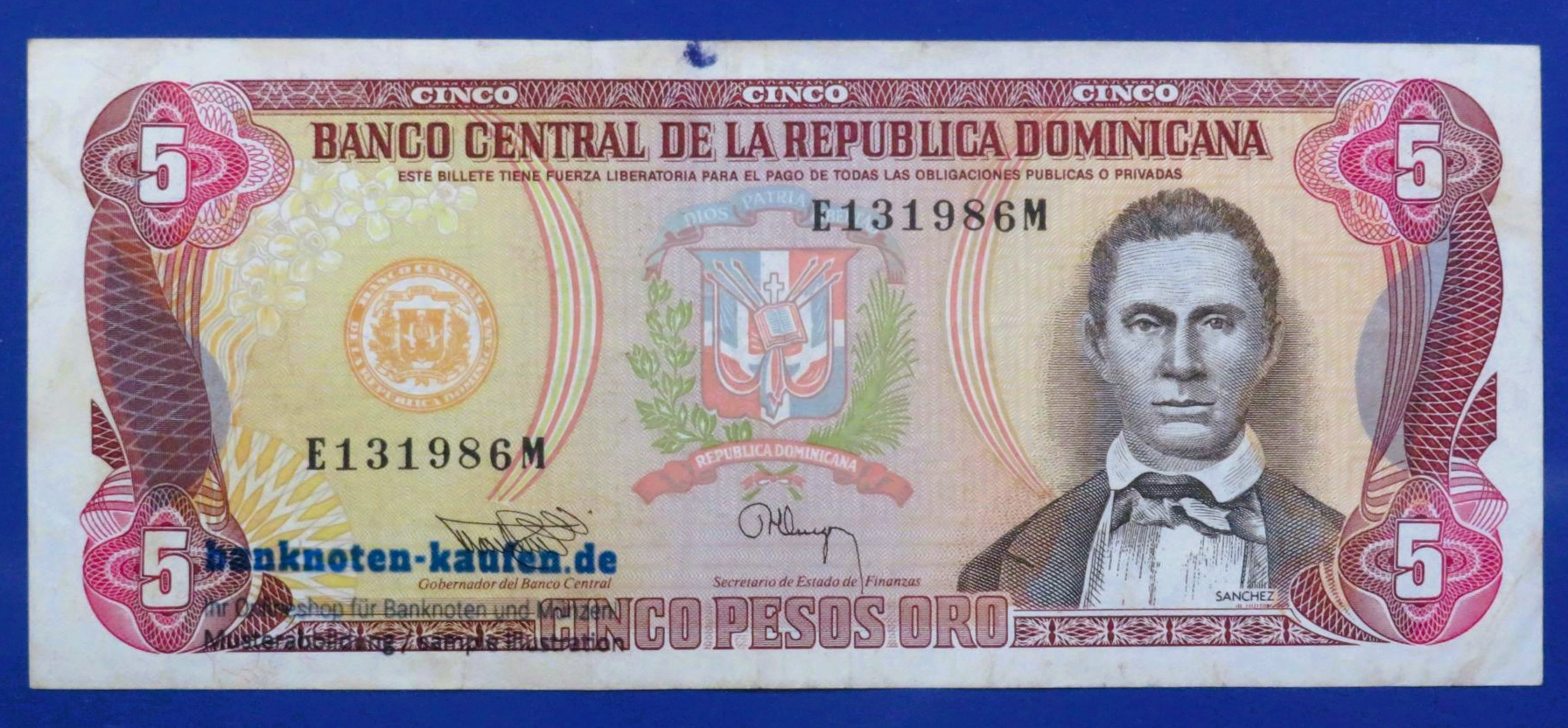 Dominican Republic, 5 Pesos oro, 1993, circulated (USED / VF), P-143