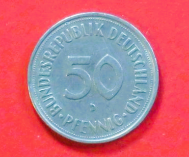 Bundesrepublik Deutschland: 50 Pfennig, 1950-1971, gebraucht (used / ss), # 107.1