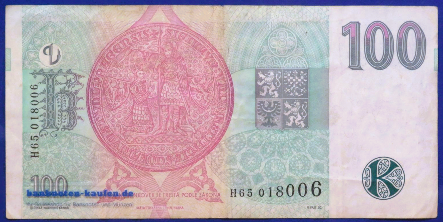 Tschechische Republik, 100 Korun, 1997,  gebraucht (USED / VF-), P-18c
