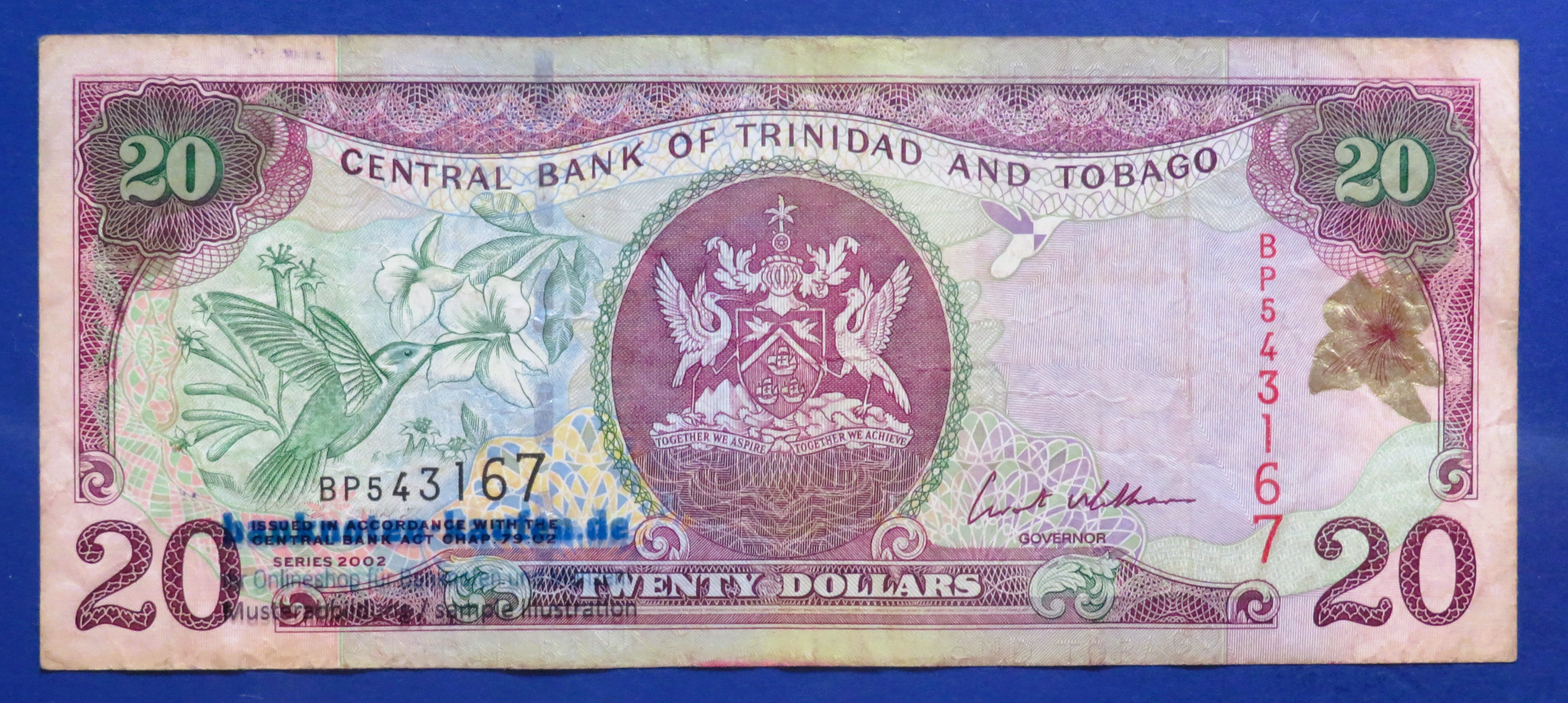 Trinidad and Tobago, 20 Dollars, 2002, circulated (USED / F), P-44