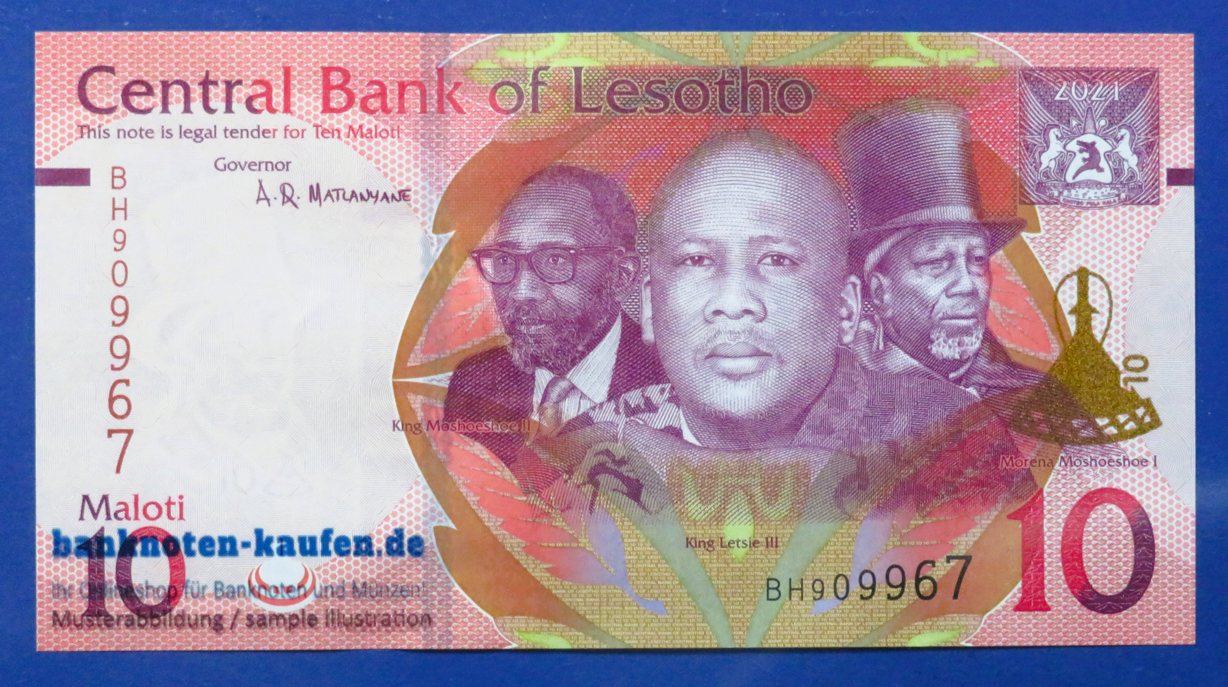 Lesotho, 10 Maloti, 2021, kassenfrisch (UNC), P-26