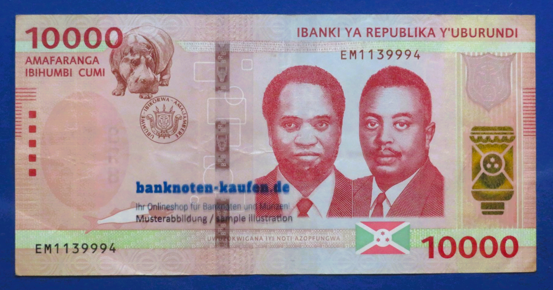 Burundi, 10.000 Francs, 2022, gebraucht (USED / VF), P-59a