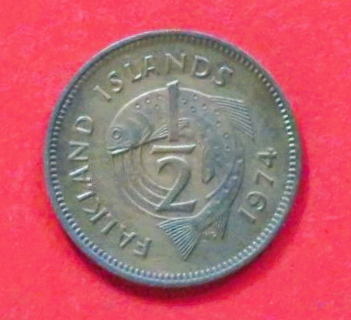 Falkland Inseln: ½ Penny, 1974, gebraucht (used / vz), # 1